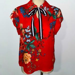 💛 Floral Bow Blouse